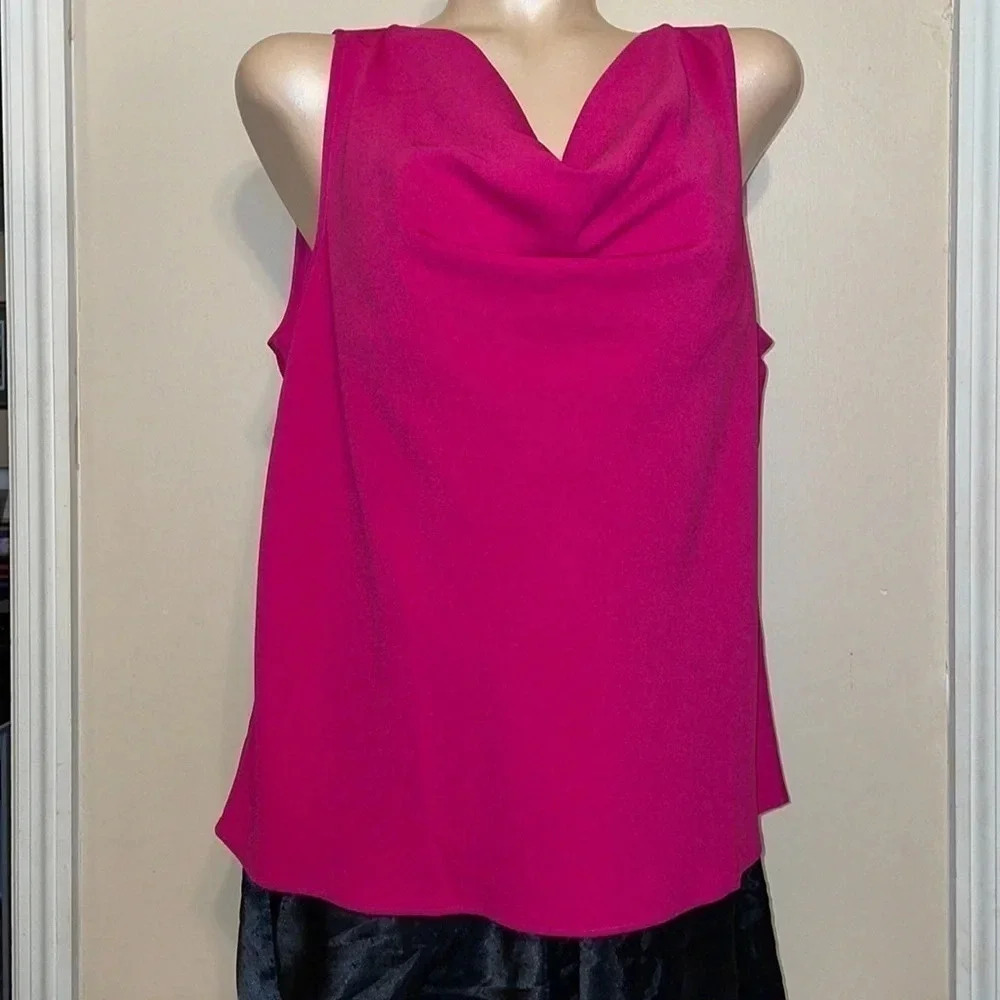 J Crew womens large 12 14 blouse top hot pink cowl neck sleeveless pink business